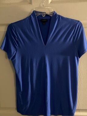 Talbots Women's Royal Blue Short Sleeve V-Neck Top Size M